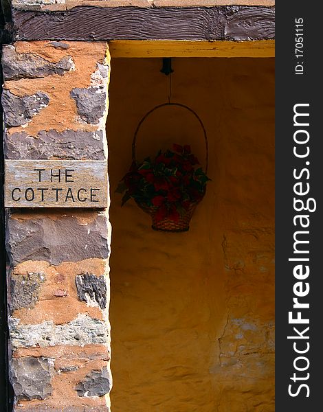 Atmospheric doorway of cottage in village of Allerford on Exmoor. Atmospheric doorway of cottage in village of Allerford on Exmoor