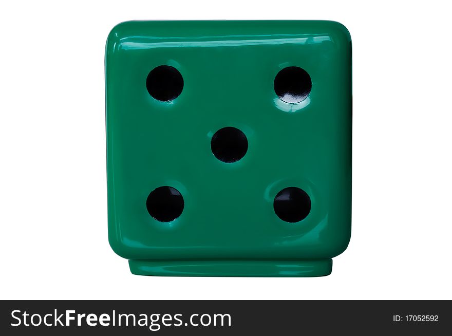 Toy In White Background Green Dice