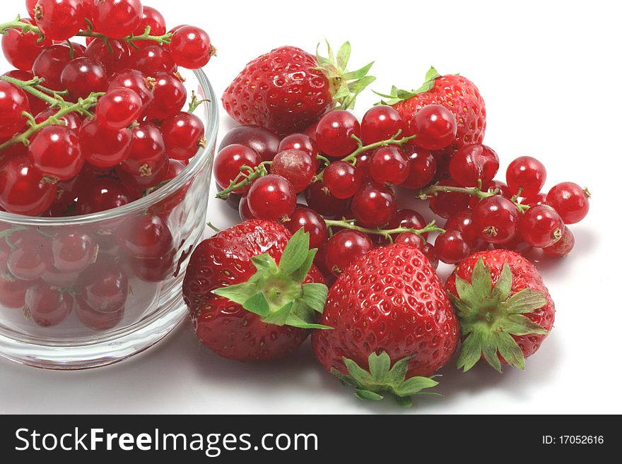 Plate of strawberries and currants