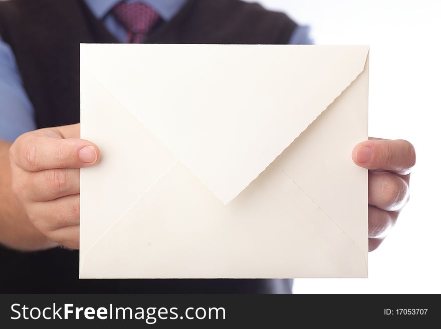 Businessman showing envelop. You can just add your text there. Businessman showing envelop. You can just add your text there.