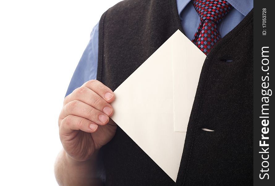 Businessman showing envelop. You can just add your text there. Businessman showing envelop. You can just add your text there.