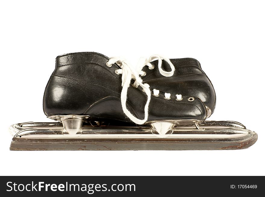 Pair old (35year) skates isolated on a white background. Pair old (35year) skates isolated on a white background