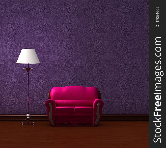 Pink couch and standard lamp