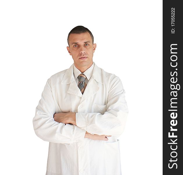 Portrait of the scientific employee on a white background. Portrait of the scientific employee on a white background