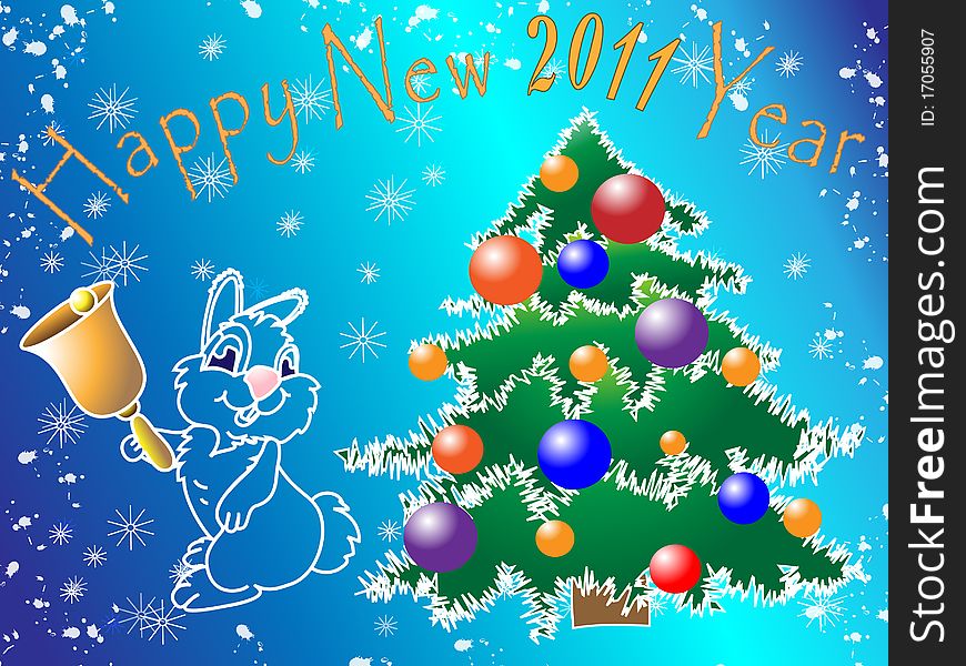 Image of Christmas Tree with rabbit. Image of Christmas Tree with rabbit