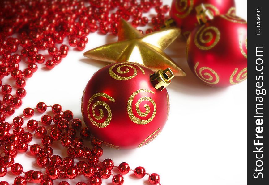 Red christmas decoration isolated on white background
