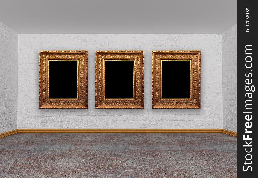 Gallery's room with picture frames