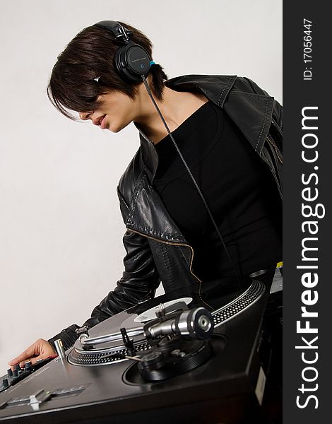 Female DJ At The Turntables