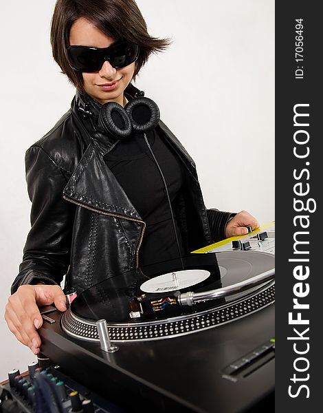 Female DJ At The Turntables