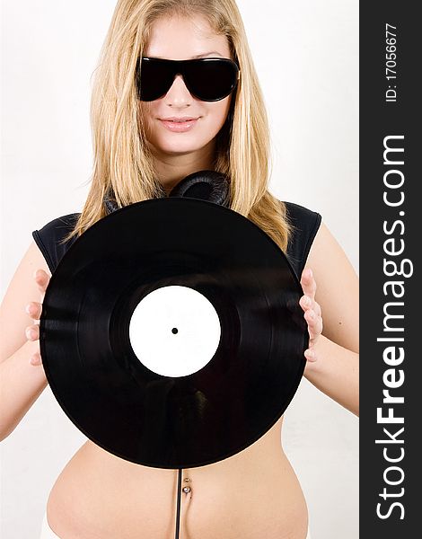 Female Dj Holding Vinyl Record