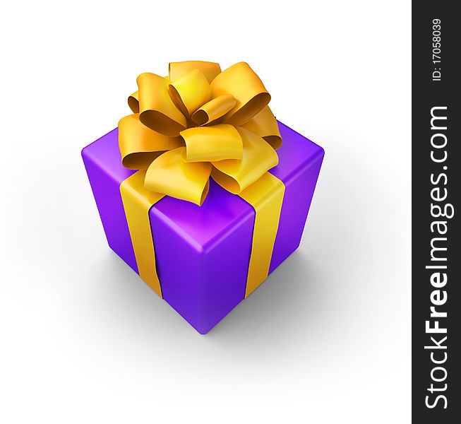Purple gift isolated on white background. 3d render