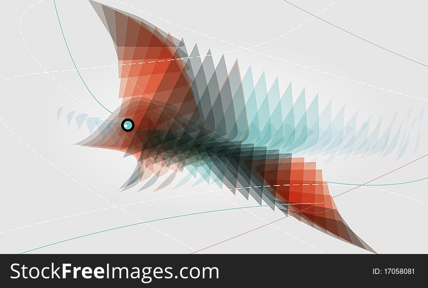 Abstract bird on a gray background