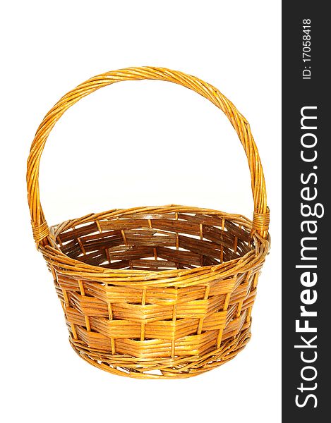 Wicker Basket With Handle On A Clear background. Wicker Basket With Handle On A Clear background