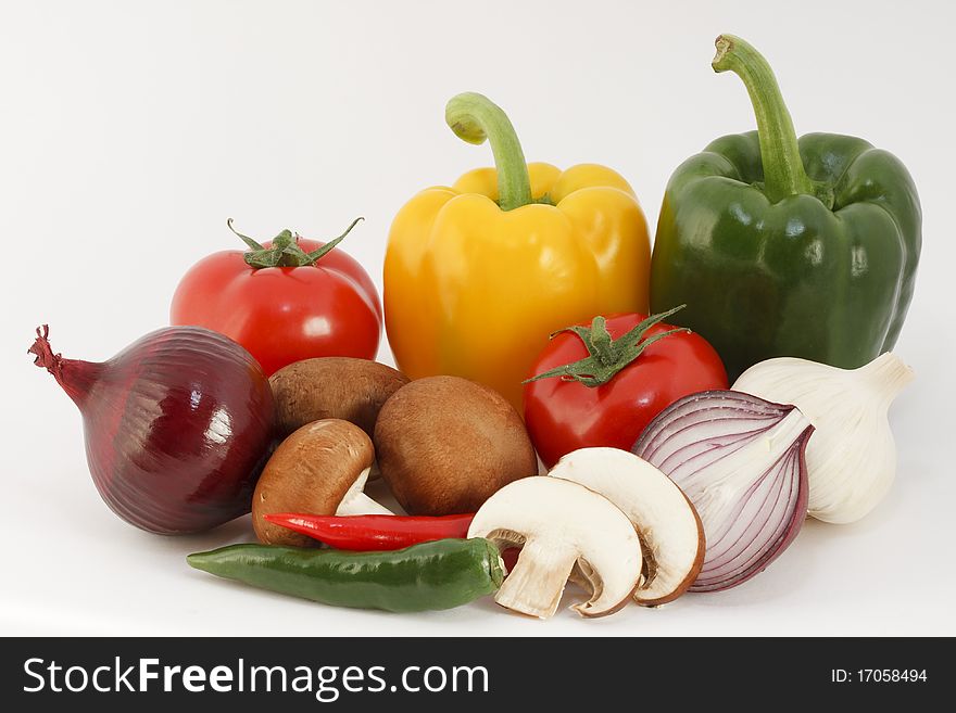 Studio shot, vegetables, white background. Studio shot, vegetables, white background