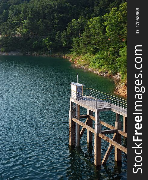 Measurement tower in the ocean coast.