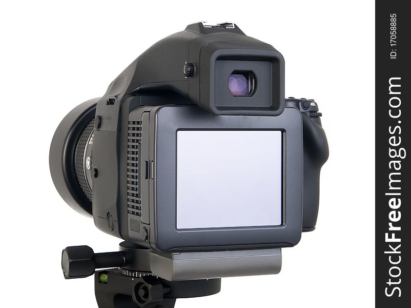 Professional camera with white background