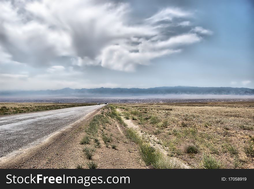 Desert road desert road blue sky