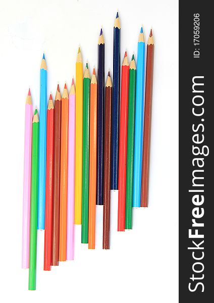 Studio photo of isolated colored pencils