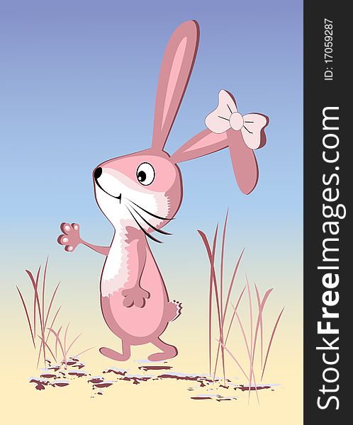 Pink rabbit with a bow Pink rabbit. vector