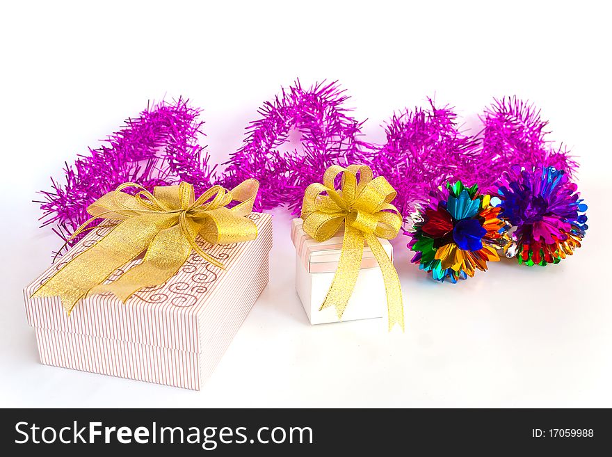 Gifts over a white background