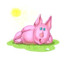 Amusing Piglet On The Glade Stock Image Amusing Piglet On The Glade Stock Image