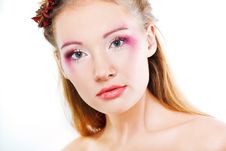 Glamour Woman With Modern Curly Hairstyle And Brig Stock Photos Glamour Woman With Modern Curly Hairstyle And Brig Stock Photos