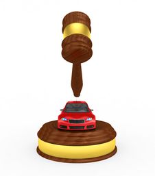Gavel And Car - 3d Render Royalty Free Stock Images Gavel And Car - 3d Render Royalty Free Stock Images