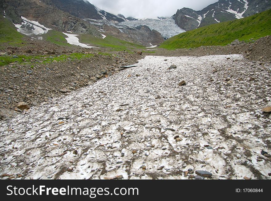 Glacier In Mountains