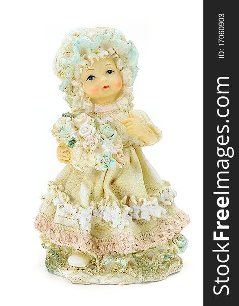 Retro Porcelain doll with flowers