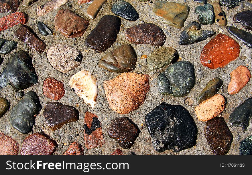 Stone path of colored stone