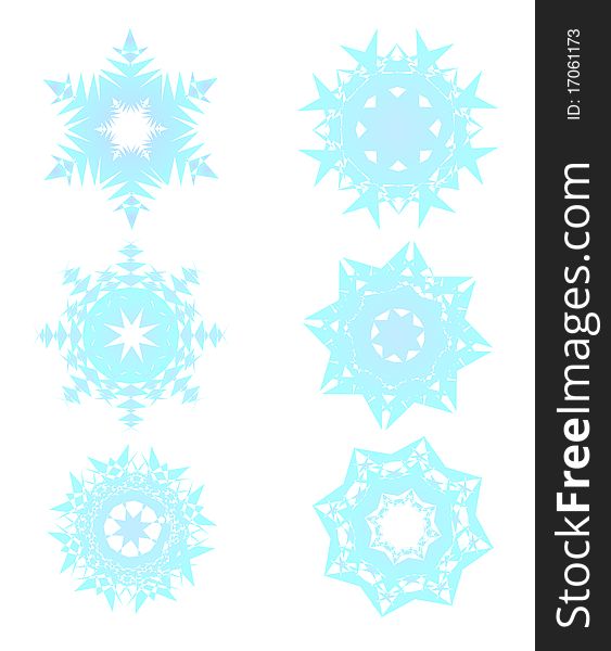 A set of Randomly Created Snowflakes, giving them a realistic and random feel. A set of Randomly Created Snowflakes, giving them a realistic and random feel