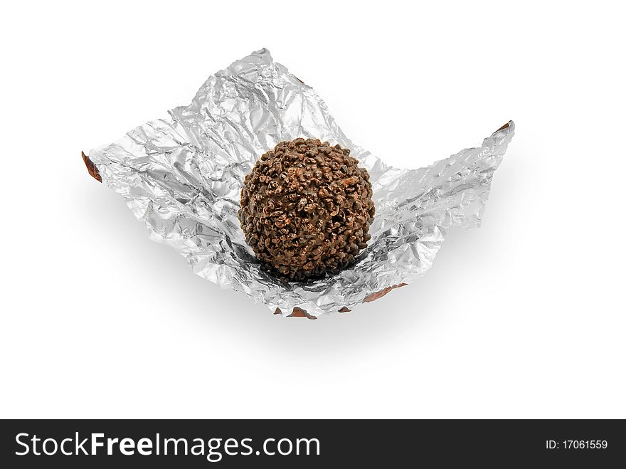 Chocolate truffle isolated on white