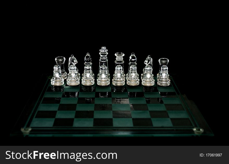 Crystal  chess board and figures