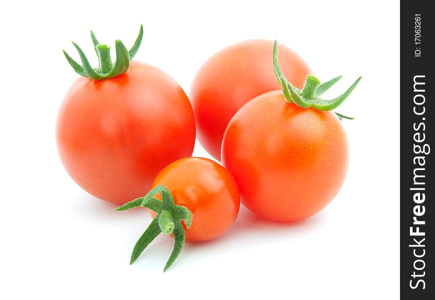 Red cherry tomato isolated on white background