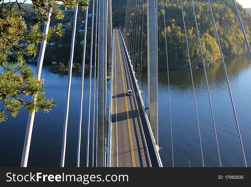 Traffic On A Bridge In South Norway.