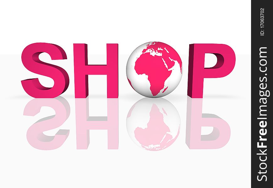 Global Shopping concept in 3D