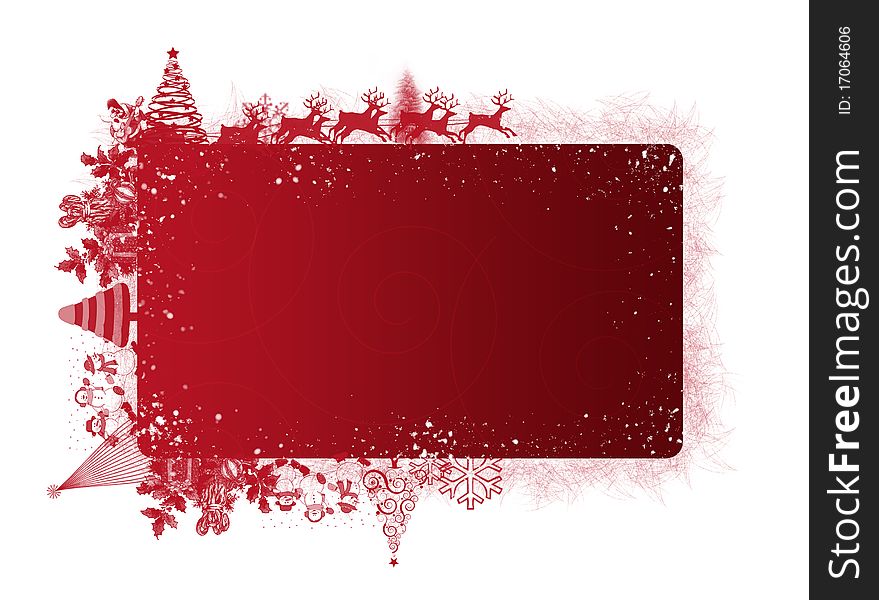 Red Christmas frame with text area on white background