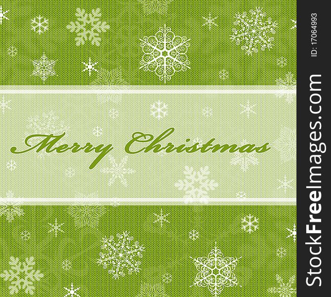 Green christmas background with snowflakes