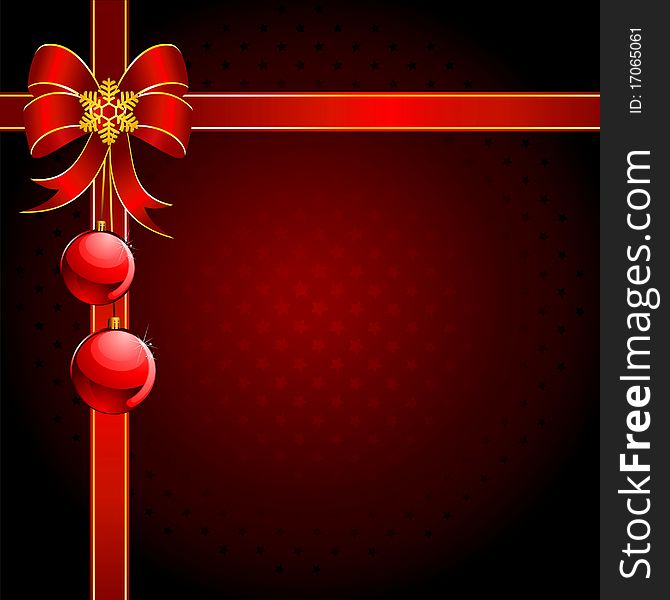 christmas background with red bow illustration for a design