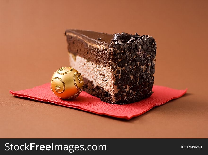 Chocolate cake and xmas decoration