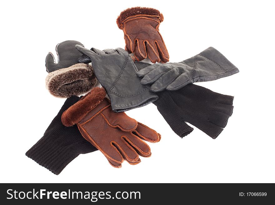 Leather Gloves With A White Background