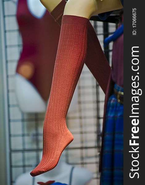 Socks on blurred background on a shop