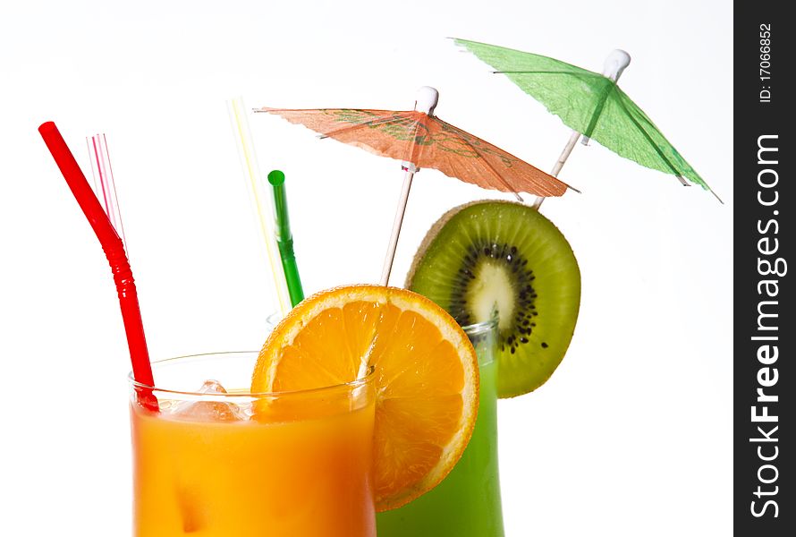 Fruits and Drinks on white background