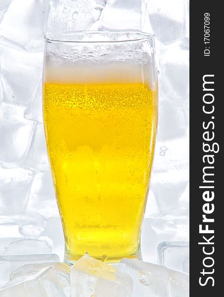 Cold beer on white background