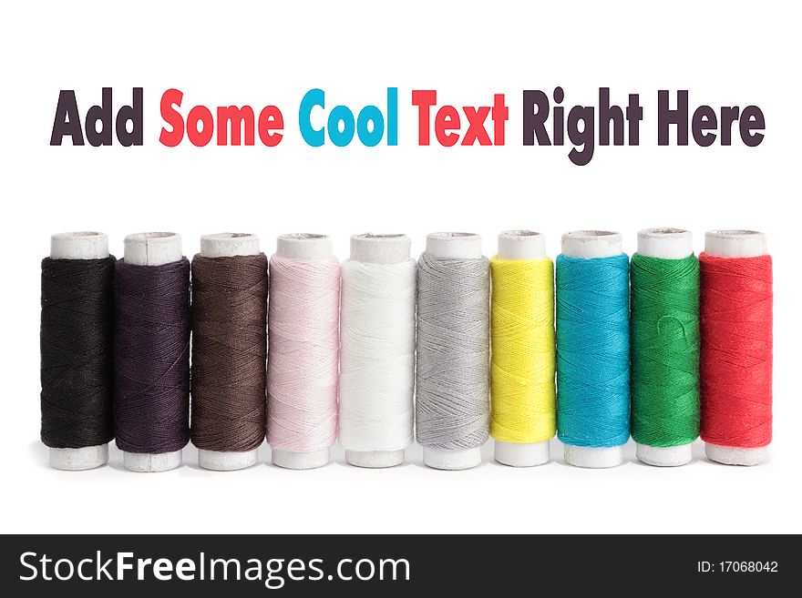 Colorful bobbins isolated on white background with clipping path. Colorful bobbins isolated on white background with clipping path