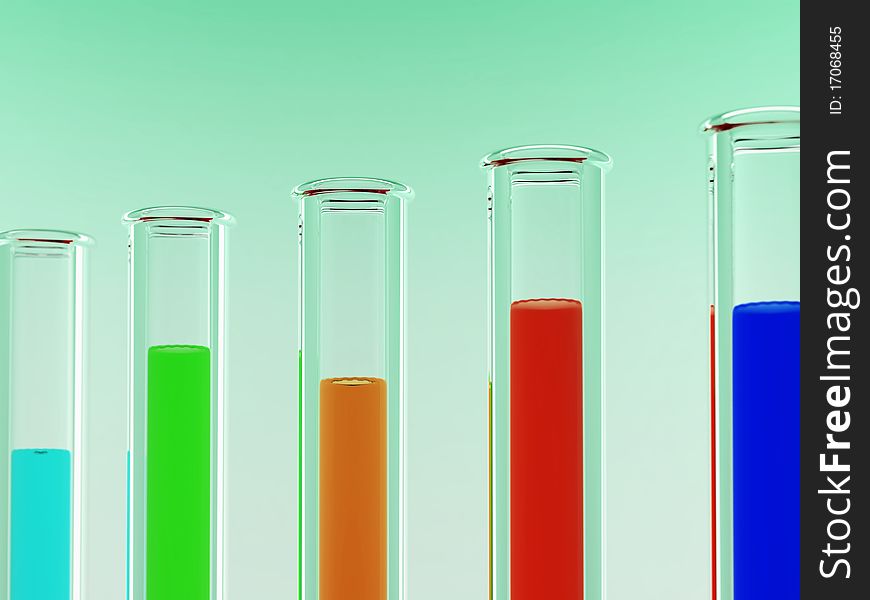 Various colored chemicals in test tubes