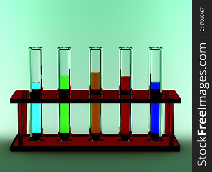 Various colored chemicals in test tubes