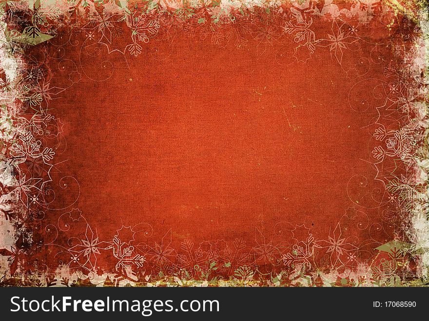 Red abstract christmas background with snowflakes