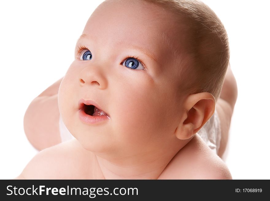 Portrait of cute blue-eyed baby boy isolated on white background. Portrait of cute blue-eyed baby boy isolated on white background