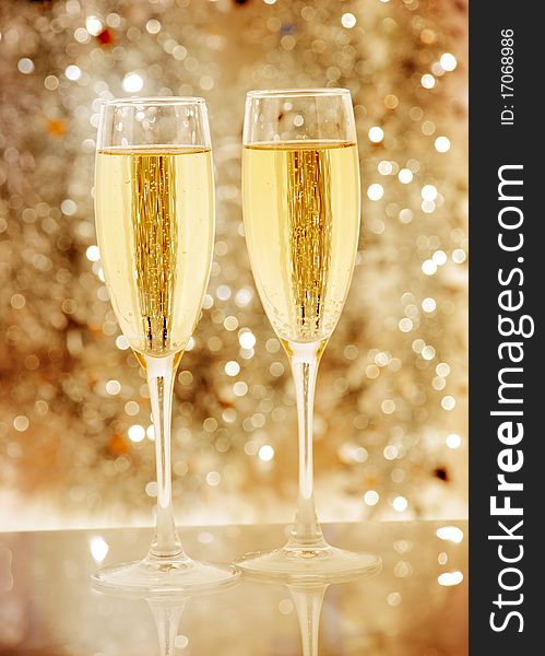 Two elegant champagne glasses high resolution image